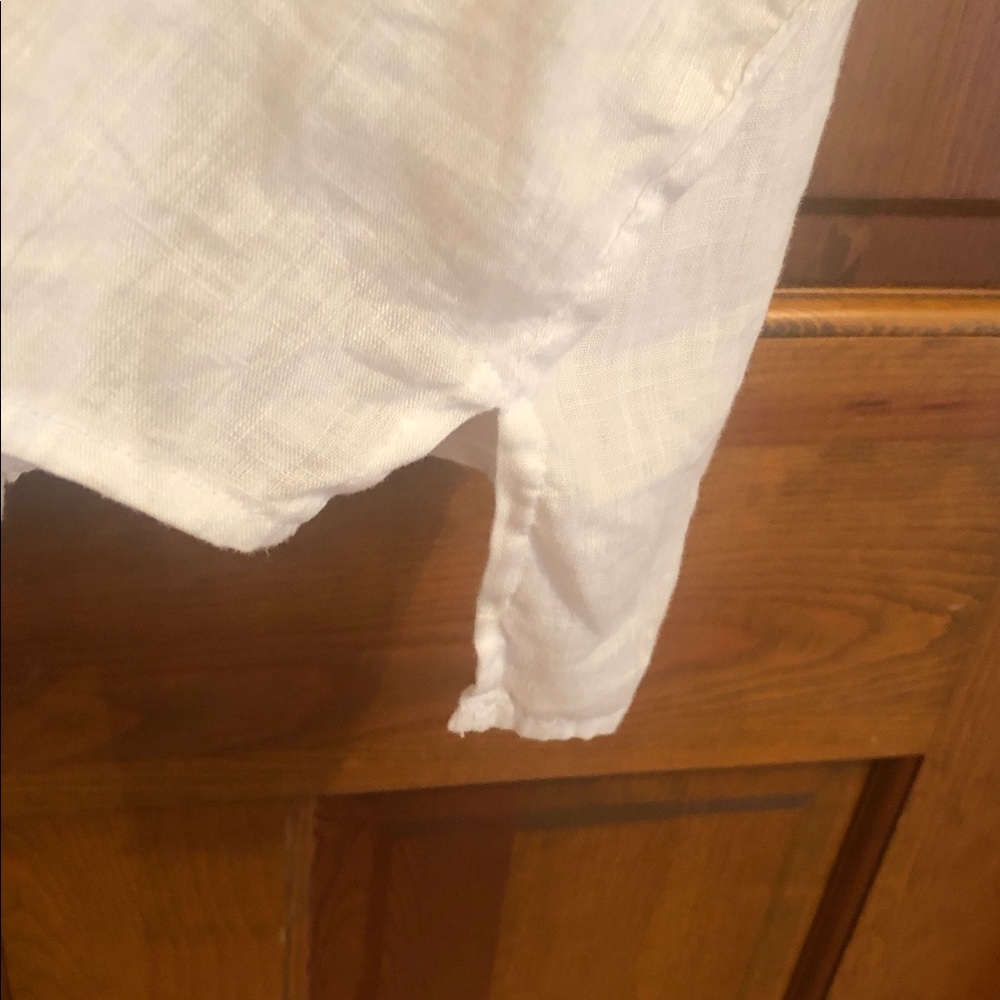 Rachel Roy 100% Linen Button Up Shirt White Short Sleeve Breathable Sz XL EUC - Picture 4 of 5